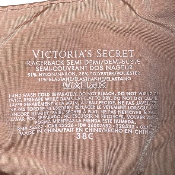NWOT Victoria's Secret Racerback Semi Demi Bra Nude Beige Front Close 38C - Picture 4 of 4